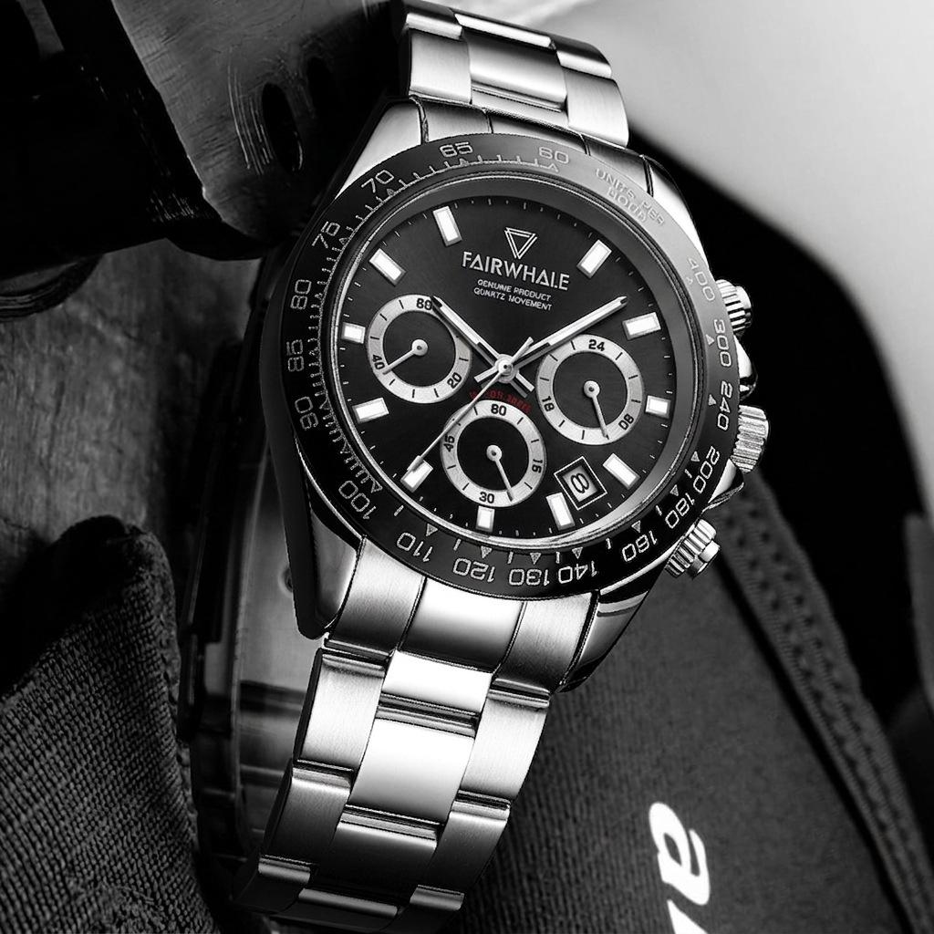Men's Three-Eye Multi-Function Quartz Watch Waterproof Decorative Steel Band Casual Business