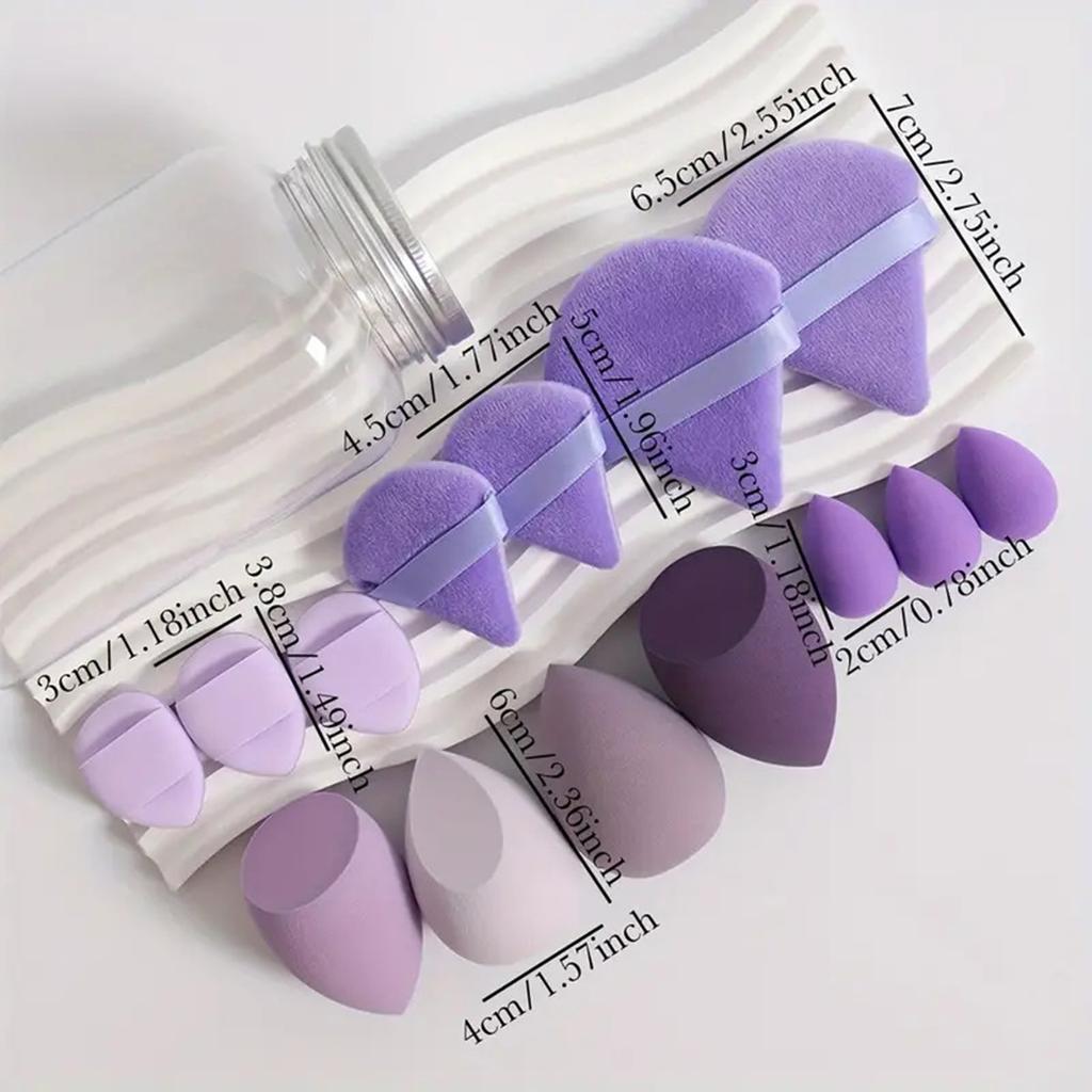 14Pcs Makeup Sponge Set Hydrophilic Polyurethane Pink Purple Brown Orange Black