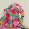 Baby Girl Floral Dress Summer Short Sleeve Square Neck Bow Front Floral Print Loose Dress Toddler Casual Dress