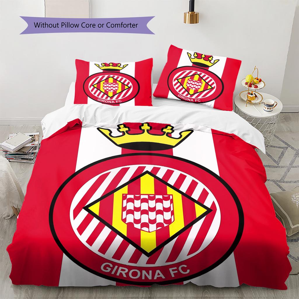 Girona FC Football Club  Pattern Bedding Quilt Set  Home Decoration  Gift (1 * duvet cover + 2 * pillowcase  without core)