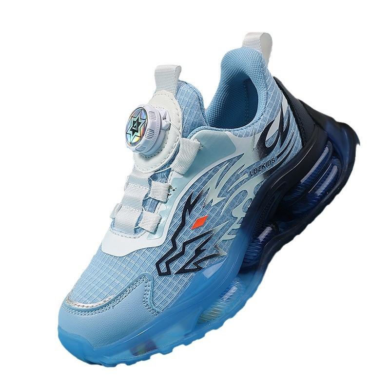 Middle-aged and older children's running shoes, breathable mesh shoes, boys' sports shoes 2025 summer rotating buckle classmate sports shoes