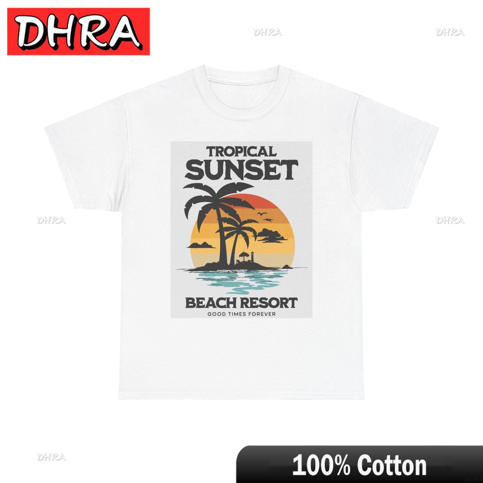 Tropical Beach Resort Graphic T Shirt Unisex Heavy Cotton Tee Chic TShirts Edgy Cool Minimalist Tops Hip Hop Style Tee TShirt S