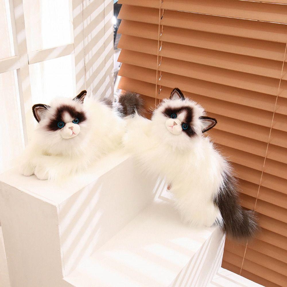 Fluffy Simulated Cat Plush Toys Stuffed Doll Plush Kitty Figures Toy  Car Decor