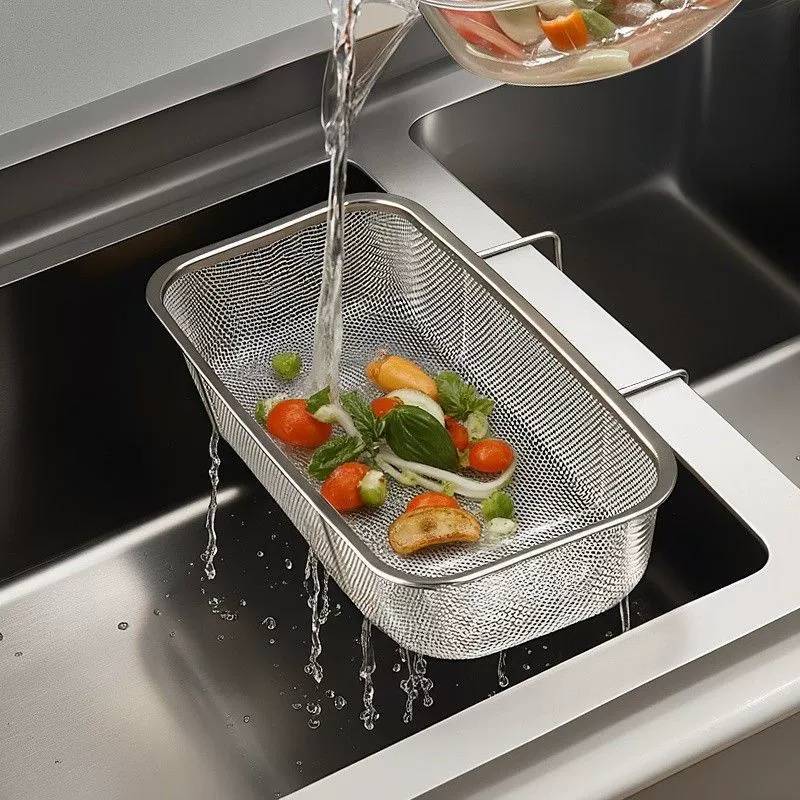 Cestello Scolapiatti Moderno Minimalista in Acciaio Inossidabile per Organizzazione del Lavello della Cucina