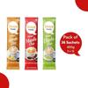 Chaizup Dimtee 1 Min Instant Sortiertes Tee-Pack - 36 Beutel | Elachi-, Masala- & Ingwer-Geschmack | 36 Portionen | 3 Packungen (Je 12 Beutel) | 450g