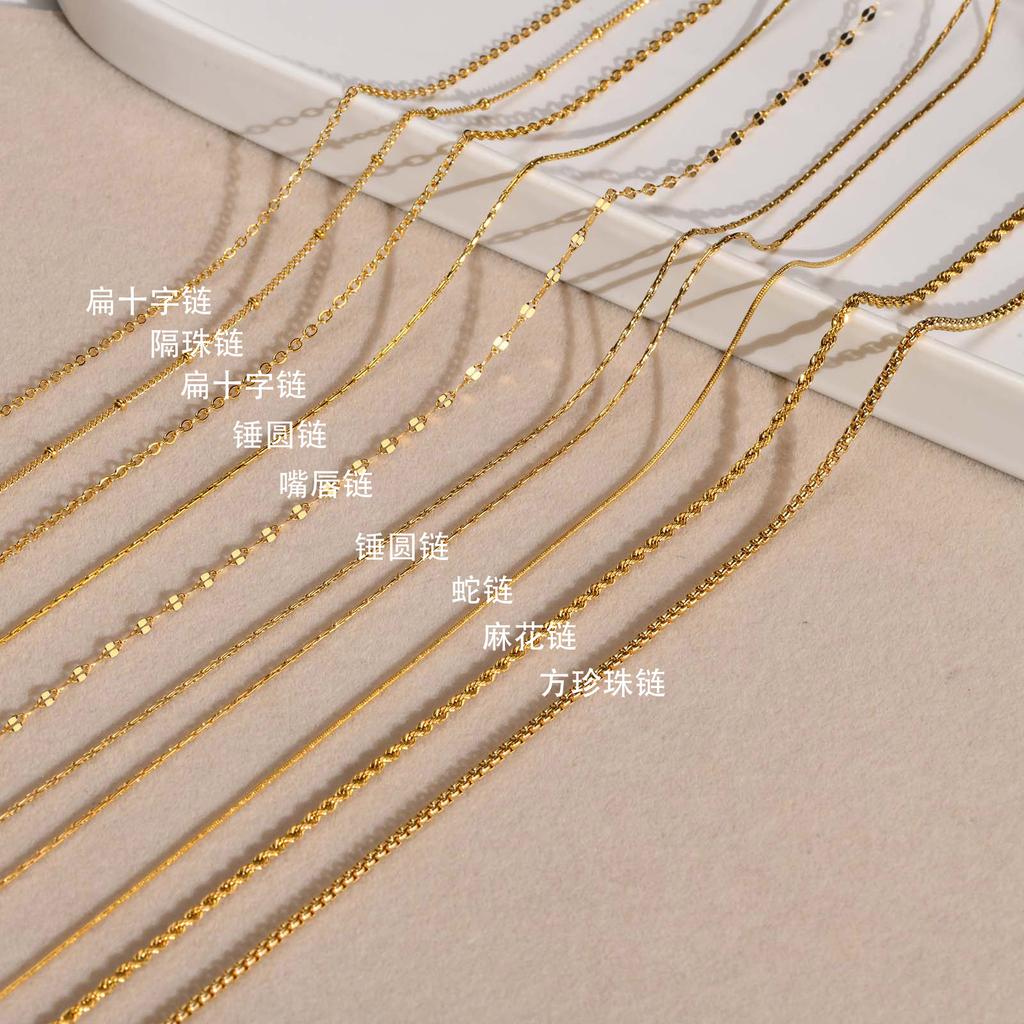 Foreign Trade Titanium Steel Women'S Stainless Steel Necklace, Chain Women'S 18K Gold Pigment Chain, Jewelry