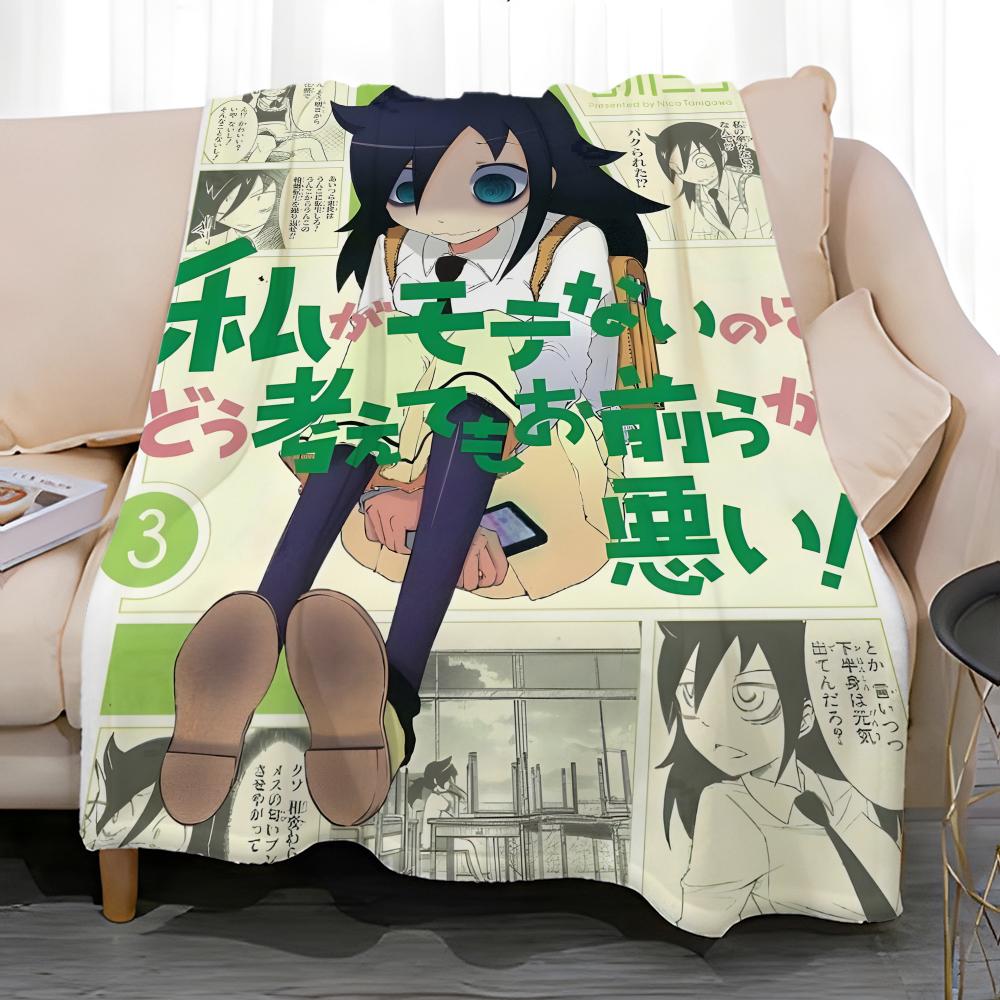 anime Watamote Throw Soft Coral Fleece Blanket 310gsm Fluffy Warm Throw for Sofa Bed Couch Bedroom Decor