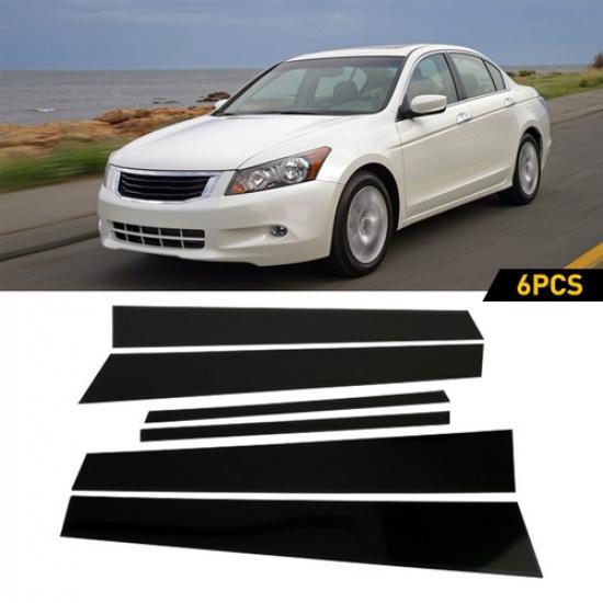 Pillar Posts Black Fit Honda Accord 2008-2012 6X Cover Door Trim Window Decal
