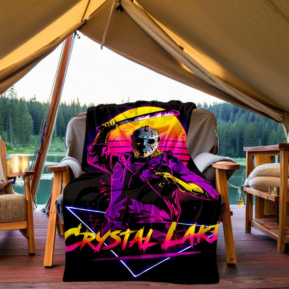 1pc Friday the 13th Jason Voorhees Outdoor Blanket Lightweight Flannel, Soft & Warm, All Season Use for Sofa, Outdoor, Camping, Living Room, Office