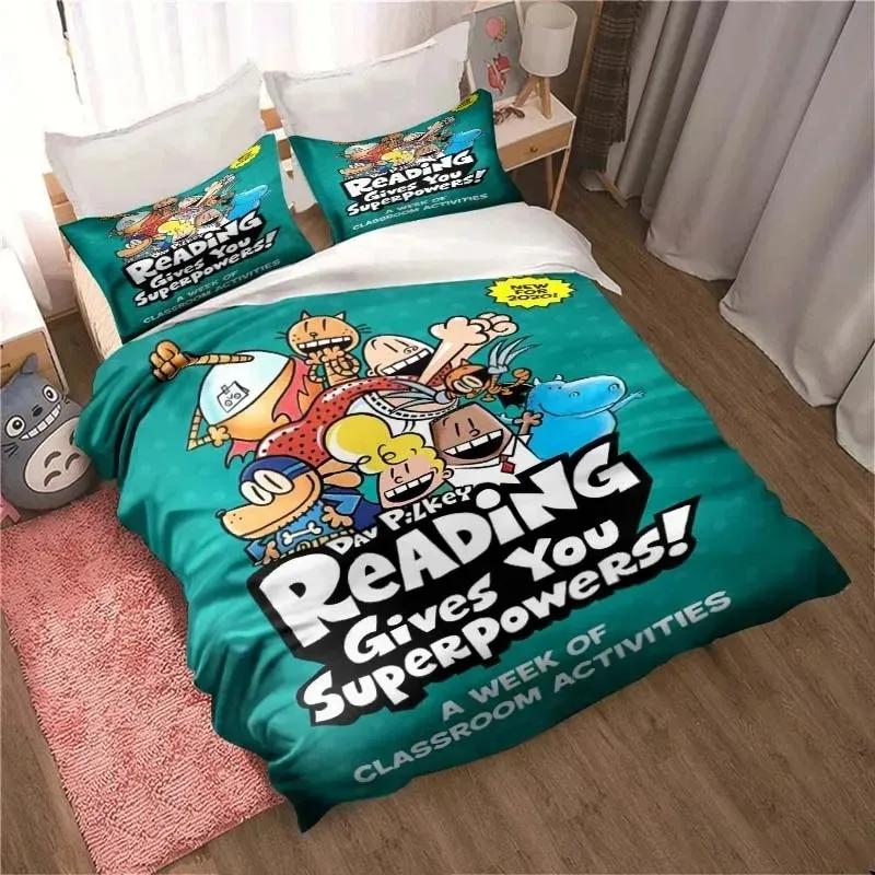 DOG MAN Cute Cartoon Pattern Bedding Set Duvet Cover Set Single Double Bed King Size Bed Set Adult Boys Bedroom Anime Sheet