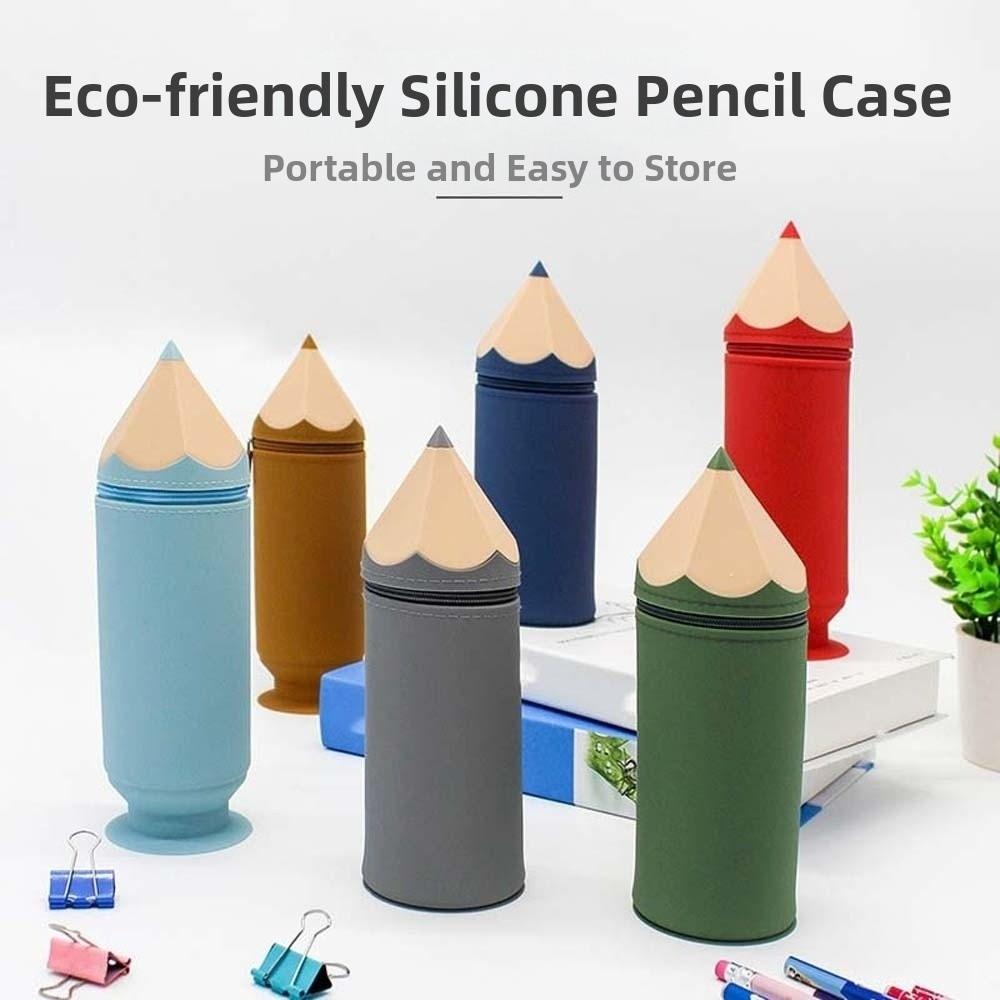 Creative Pencil Shape Pen Holder Waterproof Pen Storage Bucket Pen Bag Makeup Brush Holder  School