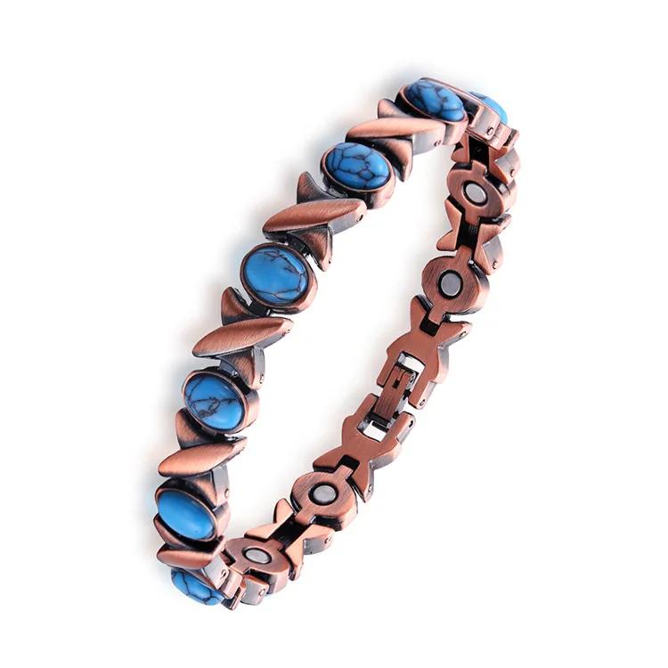 

Медный браслет 20 см для женщин от артрита и суставов, бирюзовые браслеты для магнитотерапии, украшения в подарок маме, подруге