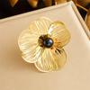 DIEYURO 316L Stainless Steel Gold Colour Radiant Pearl Flower Rhombus Ring For Women Fashion New Finger Ring Jewelry Gift Party