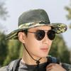 Men's Camo Mesh Sun Hat Wide Brim Breathable Bucket Hat UV Protection Outdoor Fishing Cap
