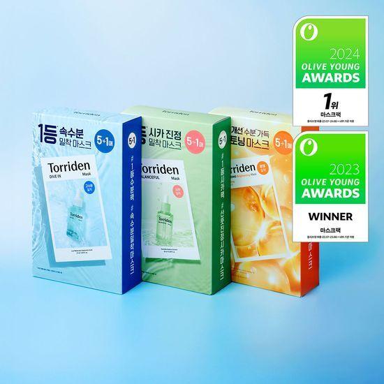 Toriden Mask 5+1 Set (3 Types) (Moisturizing/Soothing/Brightening)