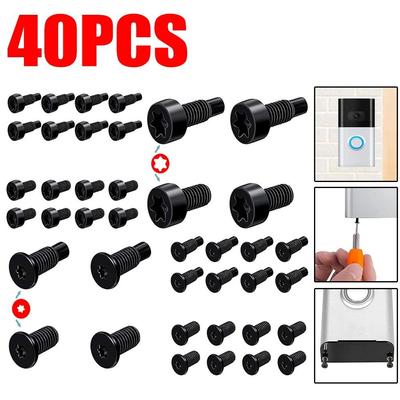 40 piezas/juego T6/T15 Tornillos de seguridad de repuesto Negros Fijaciones para timbre Herramienta Accesorios para timbre