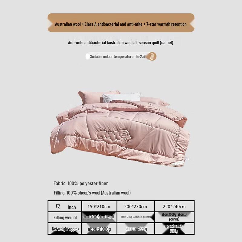 

Mercury Home Textiles Class A Australian 100% Wool Quilt