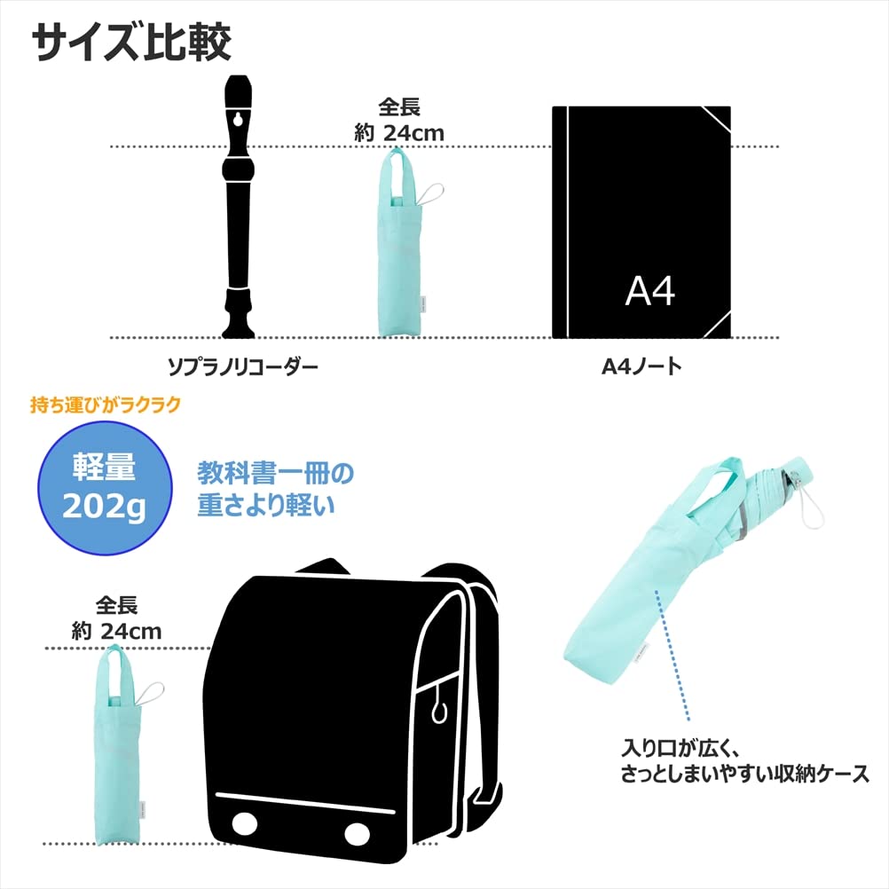 Ogawa Folding Safety Reflective Name Band Finger Cynthia 53334 Umbrella, Kids, Navy, 55cm, Window, Tape, Included, Resistant,