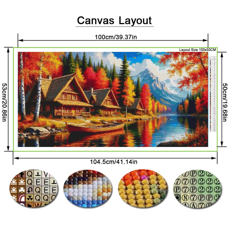 Diamond Mosaic Riverside Wooden House Scenery Large Size Diy Diamond Painting Full Drill Autumn Jewelry Cross Stitch Kits Wall Decor