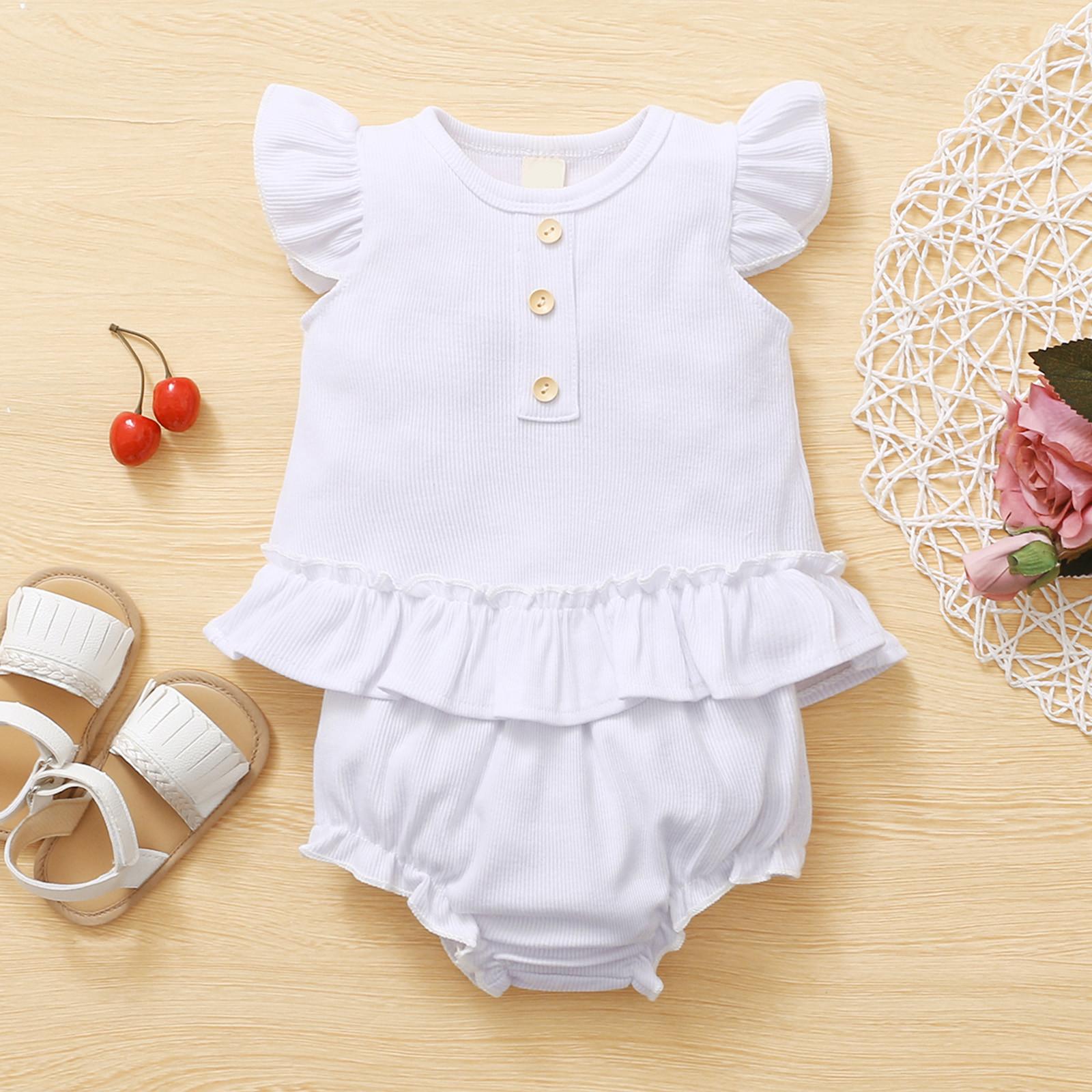 

Комплекты одежды для девочек с рукавами-крылышками и оборками из топов и шорт 70 белый