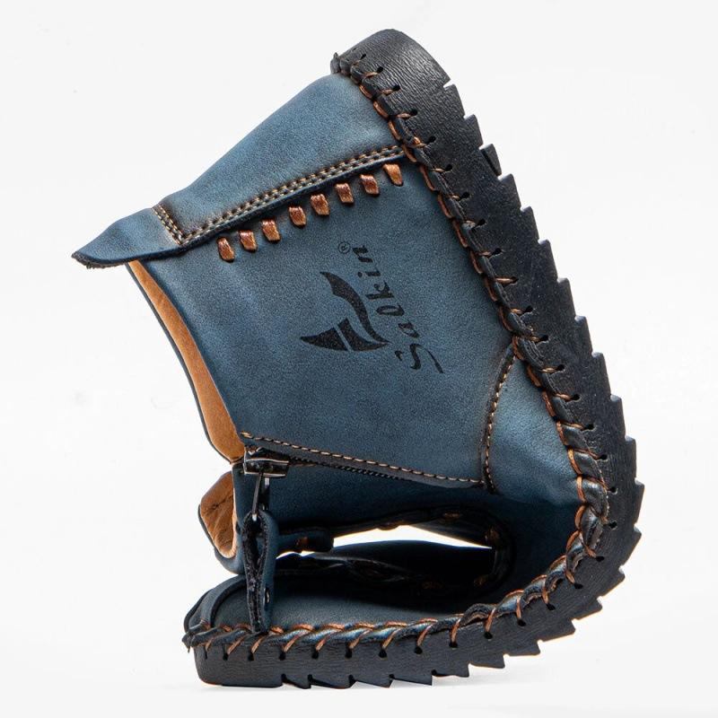 2021 autumn new high-top Martin boots are zipper handmade short boots men's large size foreign trade outdoor warm men's boots