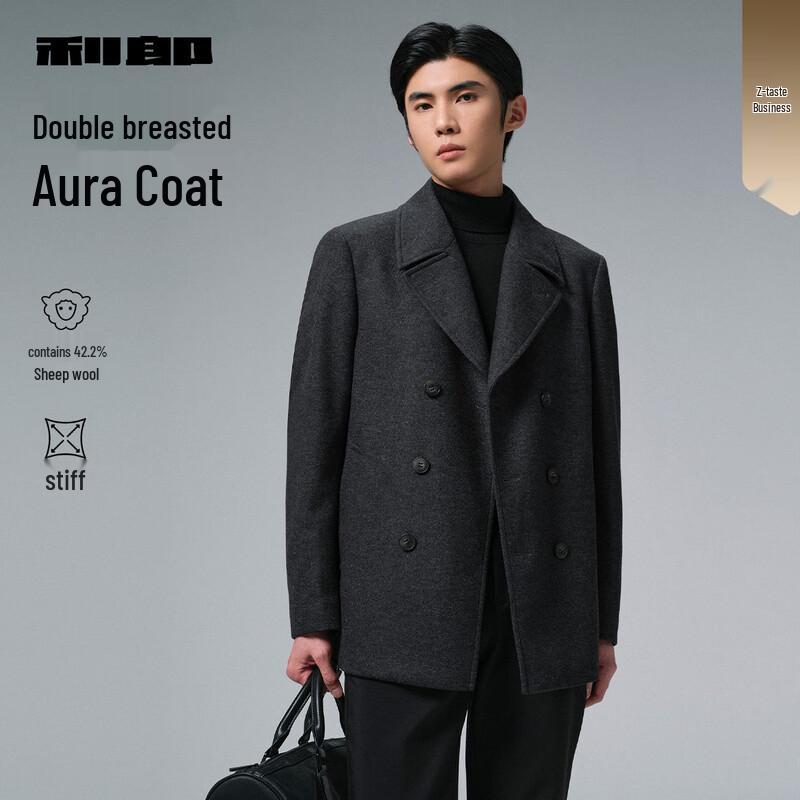 

Lilang Men s Double-breasted Wool Blend Overcoat L
