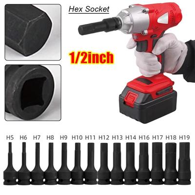 1Pcs Metric 1/2 Inch Shank Electric Drill Socket Adapter 80mm Length Long Bit Hex Hexagon Socket Cr-Mo Steel H4-H22