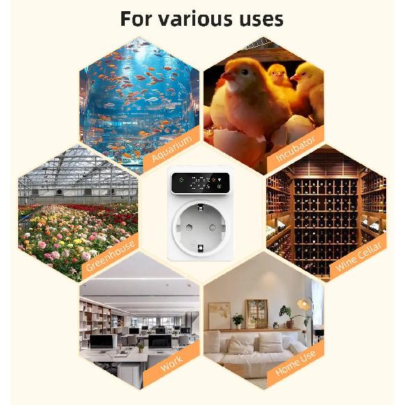 Tuya Wifi Digital Thermostat Socket 16A Precision Plug Remote Temperature Controller Timer Switch Cooling Heating 3M NTC Sensor