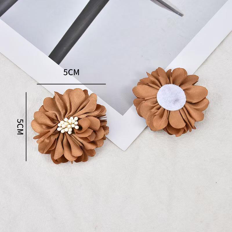 Retro Hong Kong Style Satin Flower Fabric Hair Accessories - Handmade Hair Ties, Headbands, Clips, and Earrings.