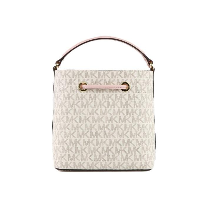Michael Kors MK Suri Monogram Drawstring Leather Bucket Bag Women Bags Vanilla Pink 35TOGU2COB-640