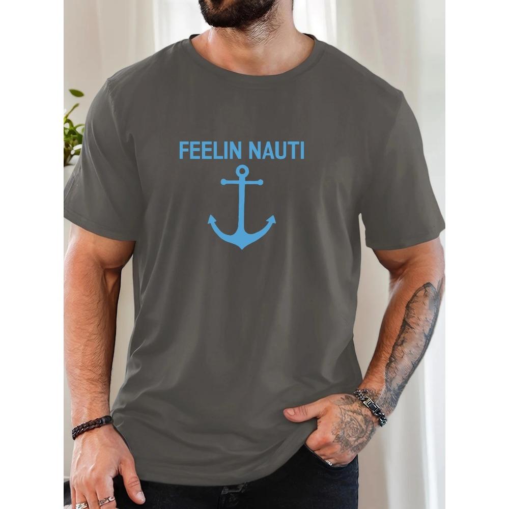 Men Pattern Summer Casual Round Neck Short T-shirt