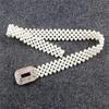 1PC Women's Elastic Waist Belt With Gold Buckle And Five Rows Of Faux Pearls, Sweet And Fashionable