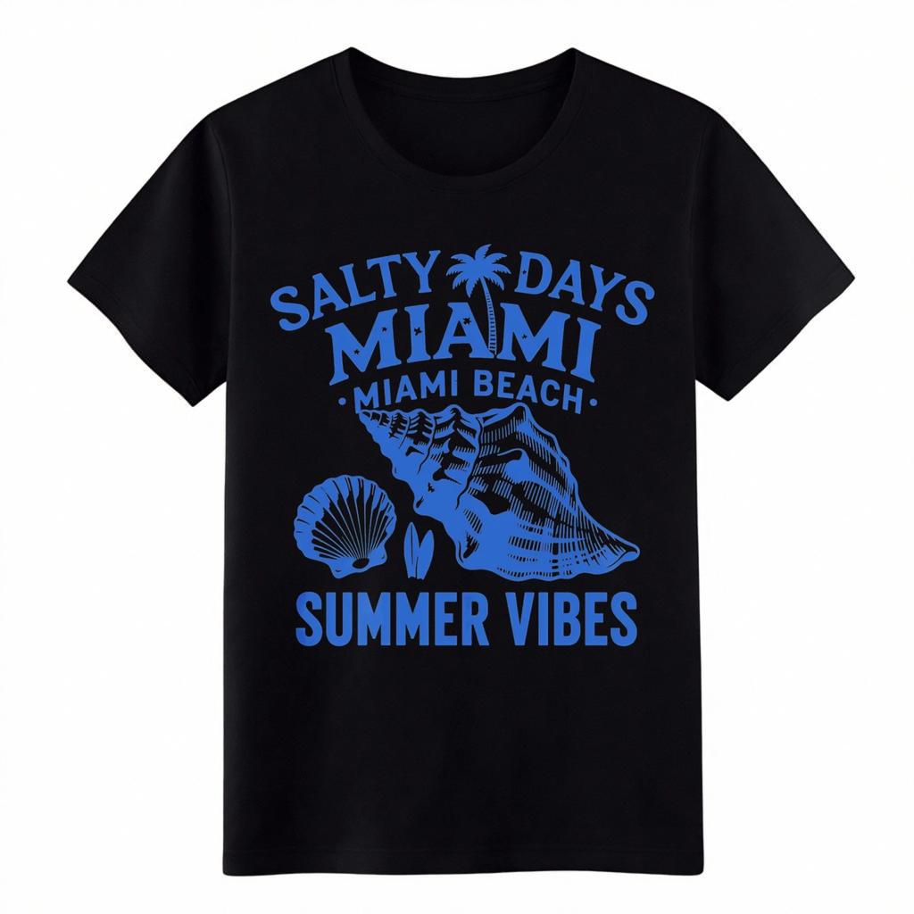 Vintage Miami Beach Salty Days T-Shirt Summer Vacation Gift Tee For Beach Lovers