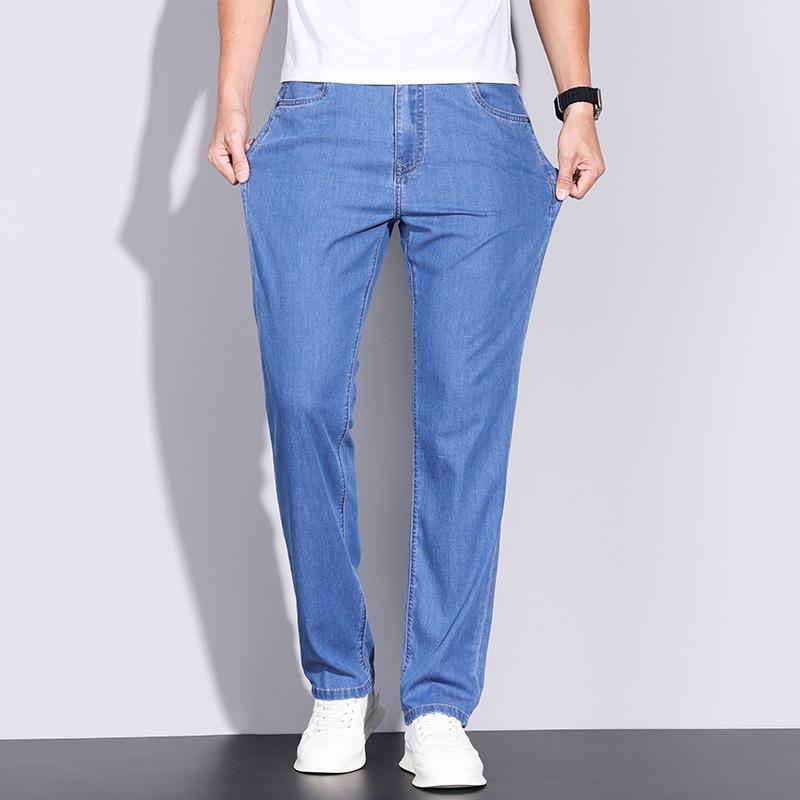 

Men s Spring and Summer Mulberry Silk Cotton High Waist Loose Light Business Thin Small Straight Pants 28