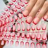 30Pcs Medium Length Press On Nails Nude Pink Fake Nails Simple French Tip Nails For Girl