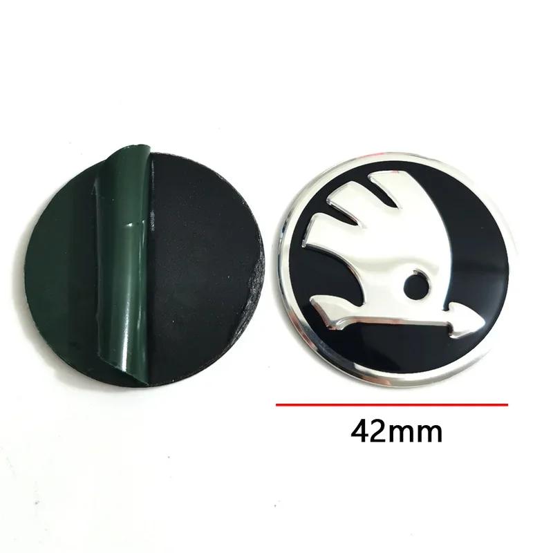 2025 New 42mm Aluminum Alloy Car Steering Wheel Emblem for Skoda Rapid Spaceback Superb Octavia Rapid Fabia Auto Interior Access