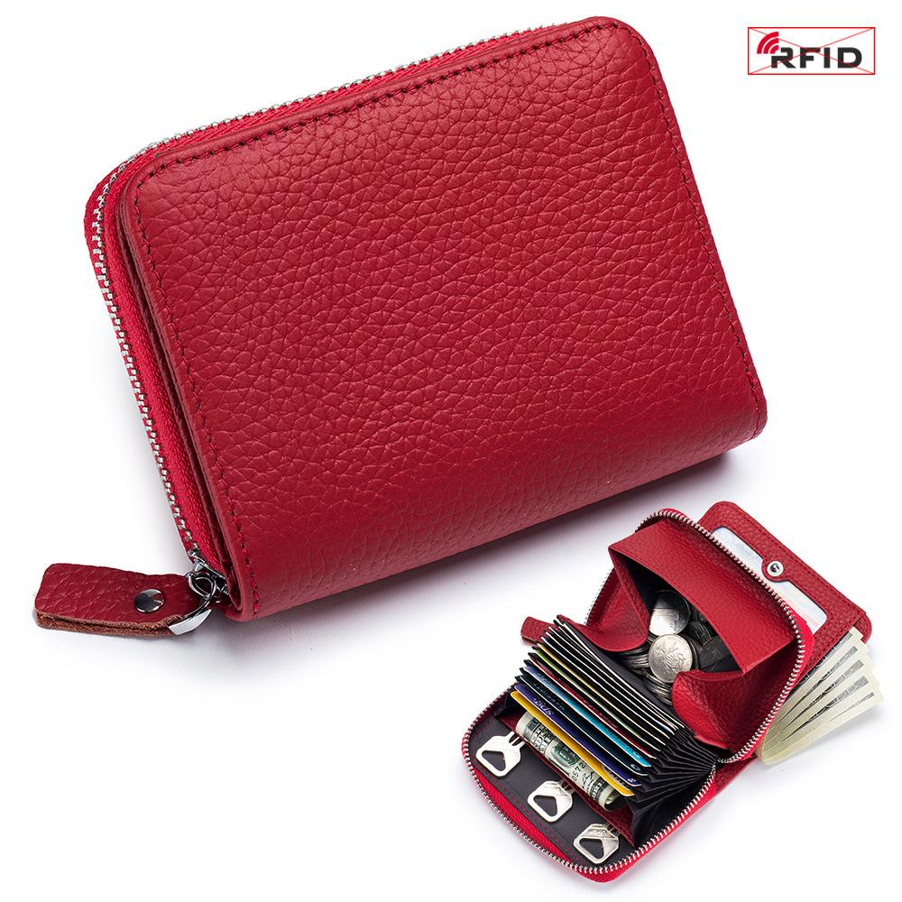 Women's Genuine Leather RFID Wallet Japanese Accordion Card Holder Stylish Multi-Functional Large Capacity Coin Purse