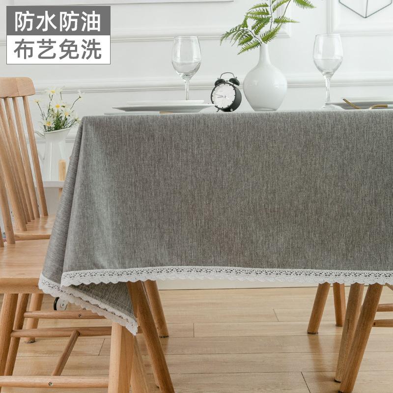 Nordic Lace Tablecloth Waterproof Oil-resistant and Wash-free Rectangular Tablecloth TPU-backed Pure Color Tea coffee Tablecloth