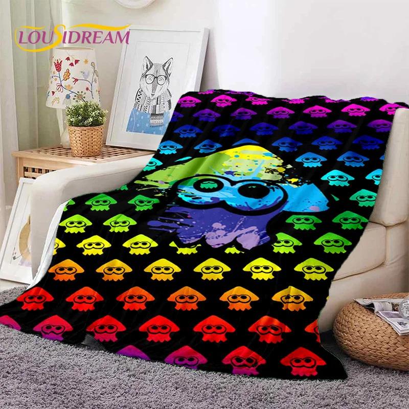 Splatoon3 PC Gamer Cartoon Game Soft Flannel Blanket for Beds Bedroom Sofa Picnic,Throw Blanket for Cover Outdoors Leisure Gift