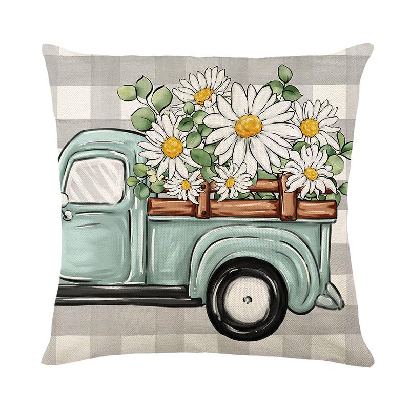 

New Daisy Pillow Cover Polyester Printed Holiday Home Living Room Sofa Decorative Cushion Cover Cushion Cover 45 * 45Cm (without pillow core)