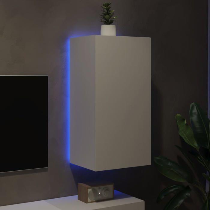 VidaXL Meuble TV Mural avec Lumières LED, Armoire de Télévision Suspendue avec Rangement, Meuble Télé Flottant, Moderne, 837260