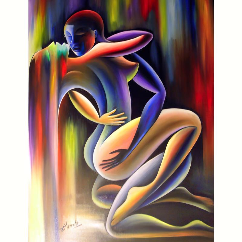 Modern Abstract Love Figure Canvas for Living Room or Bedroom - HD Decorative Mural