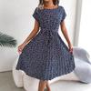 Ins Real Shot Spring and Summer Casual Short-sleeved Floral Pleated Skirt Women's Clothing