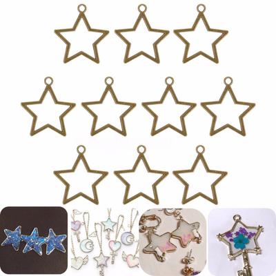 10pcs New Star Metal Charm Pendant Bright Bronze Open Bezel Blank Pendant Frame