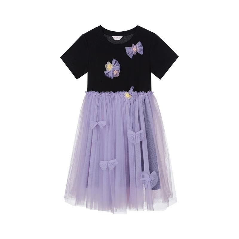 Fuluomi Girls' Color-Blocked Mesh Princess Dress