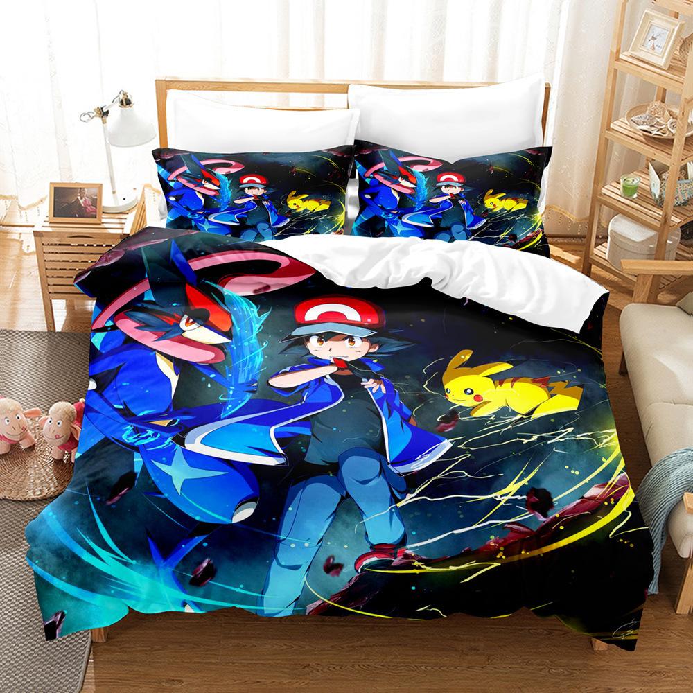 High Definition Animation Digital Baby 3D Digital Printing Three-Piece Quilt Cover Home Textile Bed Sheet Kit
