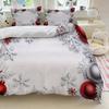 3pcs Christmas Snowflake Bedding Set White with Red and Silvery Ornaments (1Duvet Cover + 2Pillowcase, Without Core) for Winter