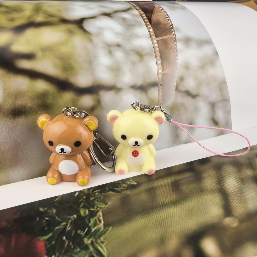 Kawaii Rilakkuma Easy Bear Phone Rope Chain Keyrings Lazybear Doll Keychains Bag Key Pendants Gift
