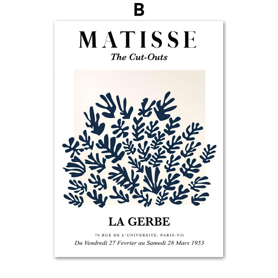 Navy Blue Abstract Matisse William Morris Wall Art Print Canvas Painting France Flower Nordic Posters Decor Pictures Living Room