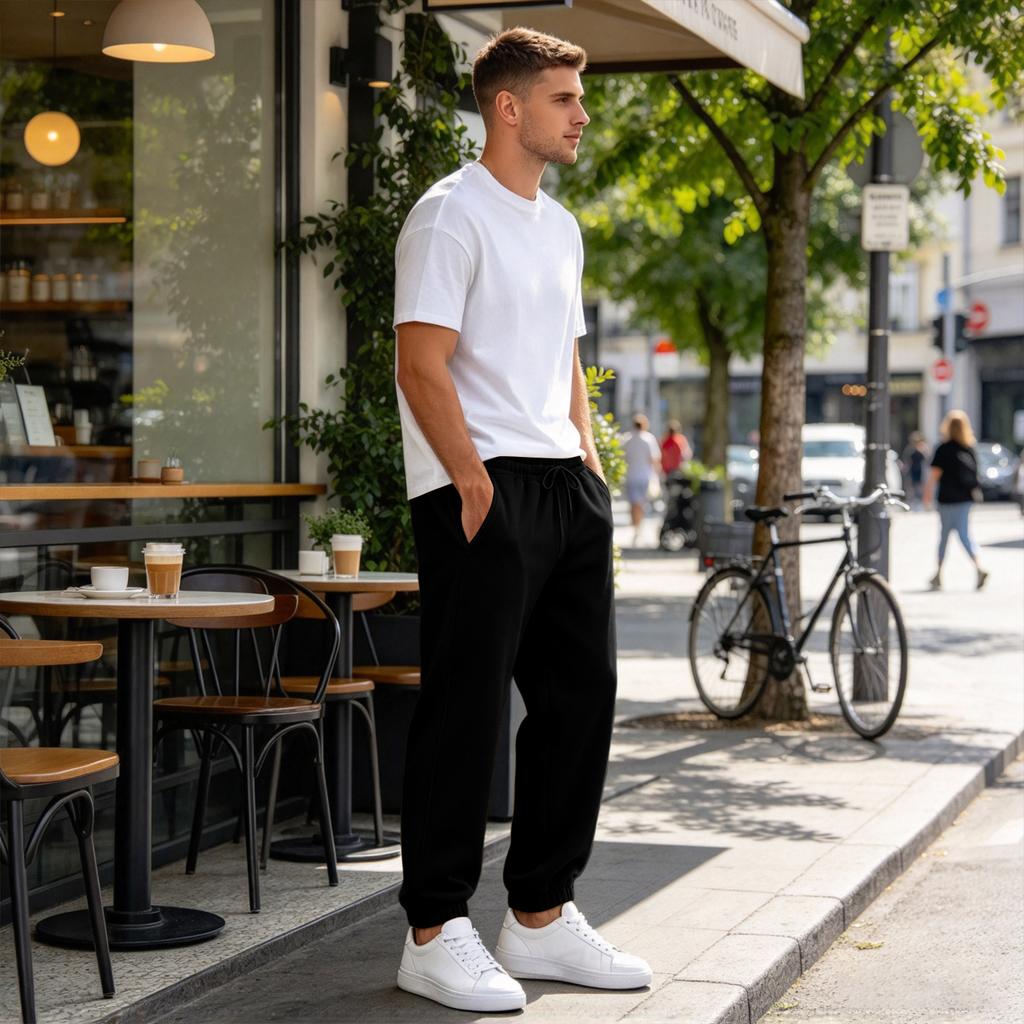 Men's Color Sweatpants with Elastic Waist, Loose Fit Tapered Jogger Pants for Athletic and Casual Wear